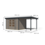 Gartenhaus-Set 'Komet 5 D' Fichtenholz wassergrau / anthrazit mit Anbaudach 2,35 m breit 514,5 x 209 x 242,5 cm
