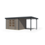 Gartenhaus-Set 'Komet 5 D' Fichtenholz wassergrau / anthrazit mit Anbaudach 2,35 m breit 514,5 x 209 x 242,5 cm