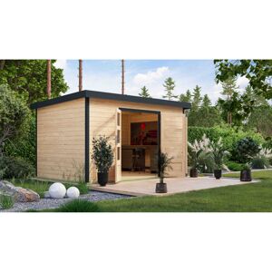 Gartenhaus 'Meteor 7 A' Fichtenholz naturbelassen / anthrazit 360,5 x 219 x 240,5 cm