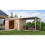 Gartenhaus-Set 'Meteor 7 A' Fichtenholz naturbelassen / weiß mit Anbaudach ca. 3 m breit 663,5 x 219 x 240,5 cm