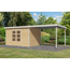 Gartenhaus-Set 'Meteor 7 A' Fichtenholz naturbelassen / weiß mit Anbaudach ca. 3 m breit 663,5 x 219 x 240,5 cm