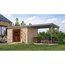 Gartenhaus-Set 'Meteor 7 A' Fichtenholz naturbelassen / graualuminium mit Anbaudach ca. 3 m breit 663,5 x 219 x 240,5 cm