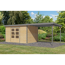 Gartenhaus-Set 'Meteor 7 A' Fichtenholz naturbelassen / graualuminium mit Anbaudach ca. 3 m breit 663,5 x 219 x 240,5 cm