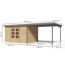 Gartenhaus-Set 'Meteor 7 A' Fichtenholz naturbelassen / graualuminium mit Anbaudach ca. 3 m breit 663,5 x 219 x 240,5 cm