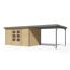 Gartenhaus-Set 'Meteor 7 A' Fichtenholz naturbelassen / graualuminium mit Anbaudach ca. 3 m breit 663,5 x 219 x 240,5 cm