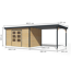 Gartenhaus-Set 'Meteor 7 A' Fichtenholz naturbelassen / anthrazit mit Anbaudach ca. 3 m breit 663,5 x 219 x 240,5 cm