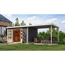 Gartenhaus-Set 'Meteor 7 B' Fichtenholz terragrau / weiß mit Anbaudach ca. 3 m breit 663,5 x 219 x 240,5 cm