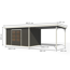 Gartenhaus-Set 'Meteor 7 B' Fichtenholz terragrau / weiß mit Anbaudach ca. 3 m breit 663,5 x 219 x 240,5 cm