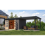 Gartenhaus-Set 'Meteor 7 B' Fichtenholz terragrau / anthrazit mit Anbaudach ca. 3 m breit 663,5 x 219 x 240,5 cm
