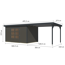 Gartenhaus-Set 'Meteor 7 B' Fichtenholz terragrau / anthrazit mit Anbaudach ca. 3 m breit 663,5 x 219 x 240,5 cm
