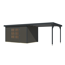 Gartenhaus-Set 'Meteor 7 B' Fichtenholz terragrau / anthrazit mit Anbaudach ca. 3 m breit 663,5 x 219 x 240,5 cm