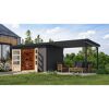 Gartenhaus-Set 'Meteor 7 B' Fichtenholz terragrau / anthrazit mit Anbaudach ca. 3 m breit 663,5 x 219 x 240,5 cm
