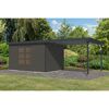 Gartenhaus-Set 'Meteor 7 B' Fichtenholz terragrau / anthrazit mit Anbaudach ca. 3 m breit 663,5 x 219 x 240,5 cm