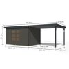Gartenhaus-Set 'Meteor 7 B' Fichtenholz terragrau / anthrazit mit Anbaudach ca. 3 m breit 663,5 x 219 x 240,5 cm
