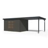 Gartenhaus-Set 'Meteor 7 B' Fichtenholz terragrau / anthrazit mit Anbaudach ca. 3 m breit 663,5 x 219 x 240,5 cm