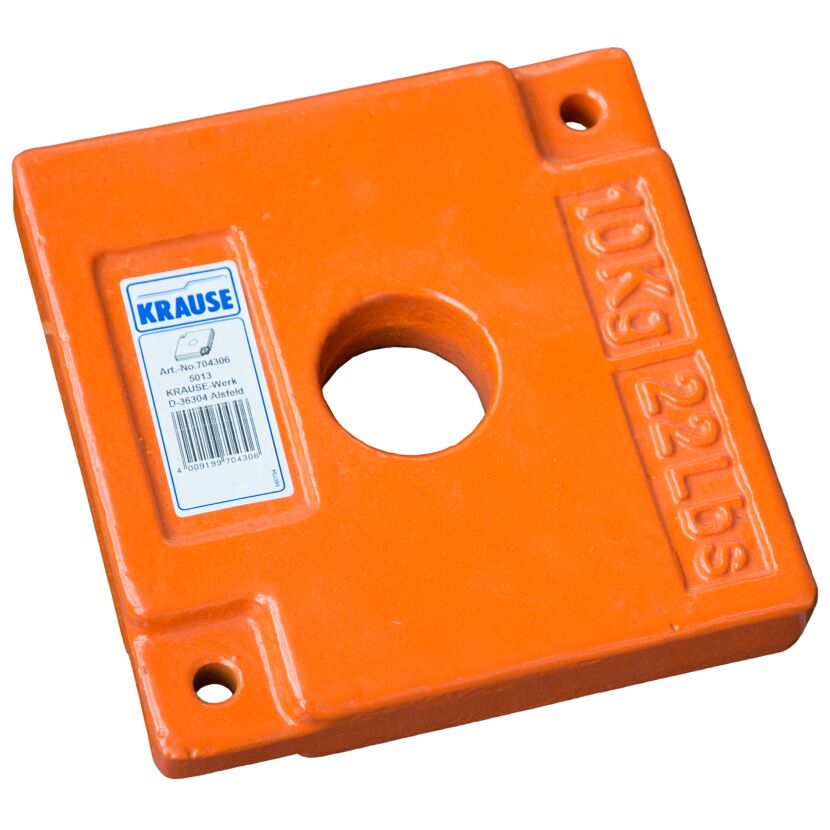 Orangefarbenes Ballastgewicht von Krause, 10 kg.