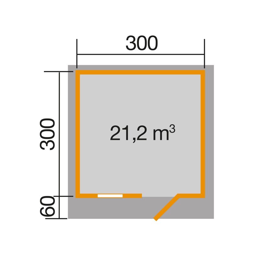 Gartenhaus mit 21,2 m³ Rauminhalt