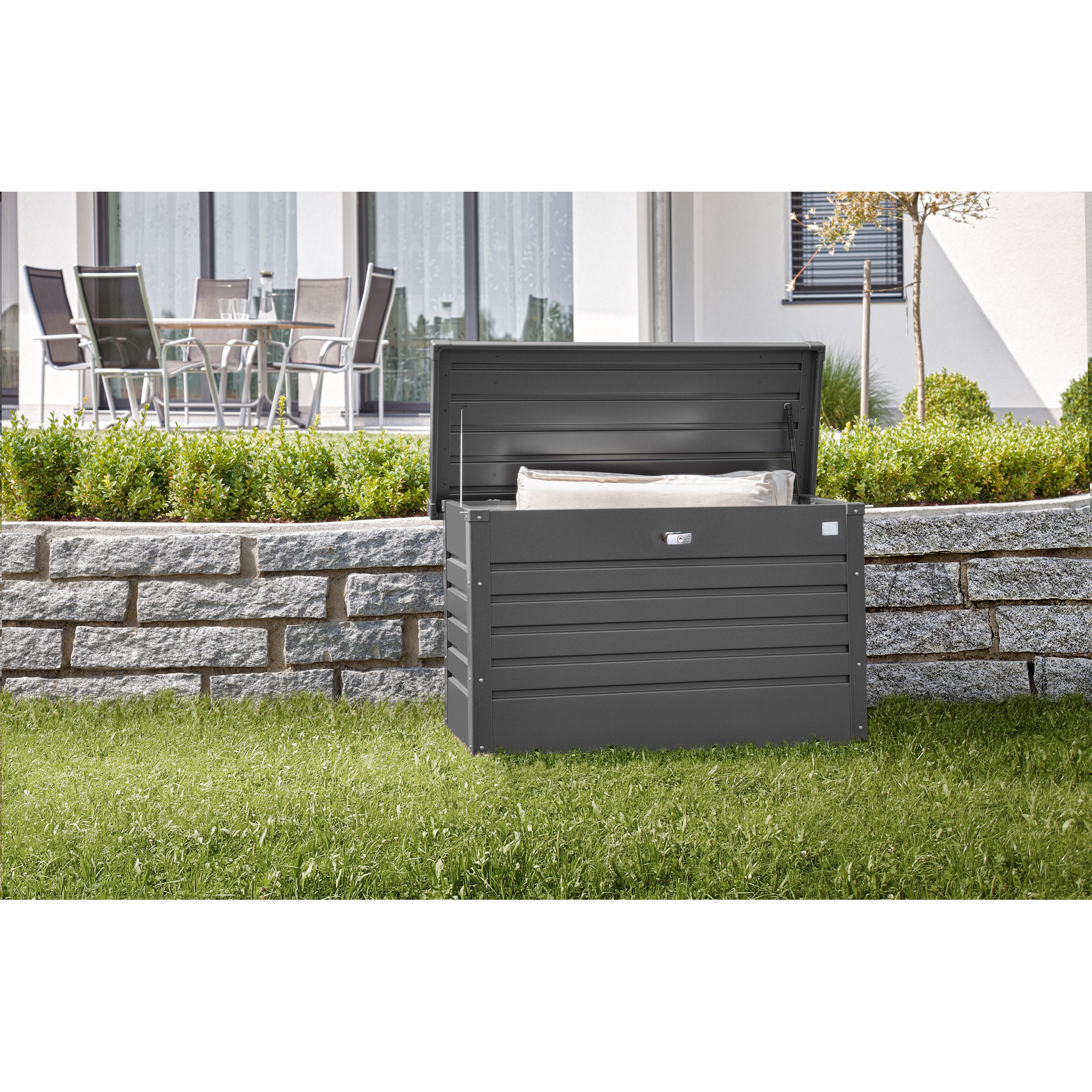 Aufbewahrungsbox 'FreizeitBox 100' dunkelgrau metallic 101 x 46 x 61 cm