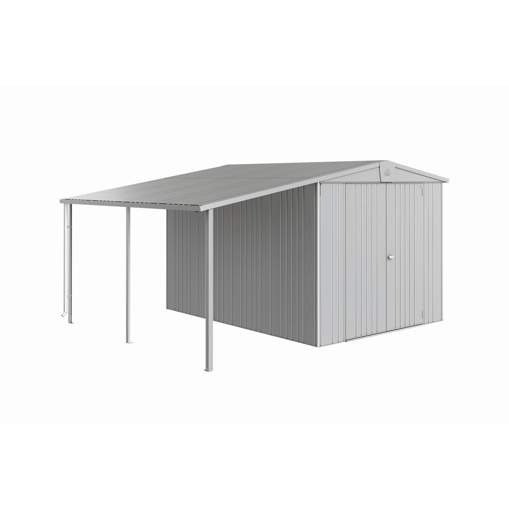 Gerätehaus mit Vordach, silber
