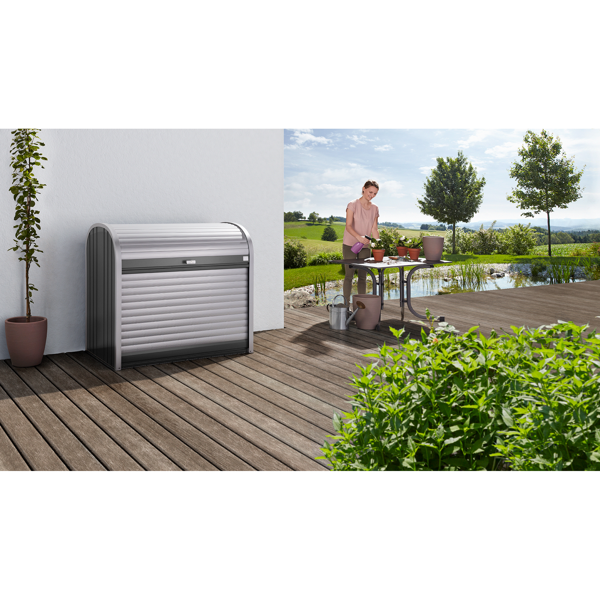 Garten- und Mülltonnenbox 'StoreMax' dunkelgrau metallic 117 x 73 cm