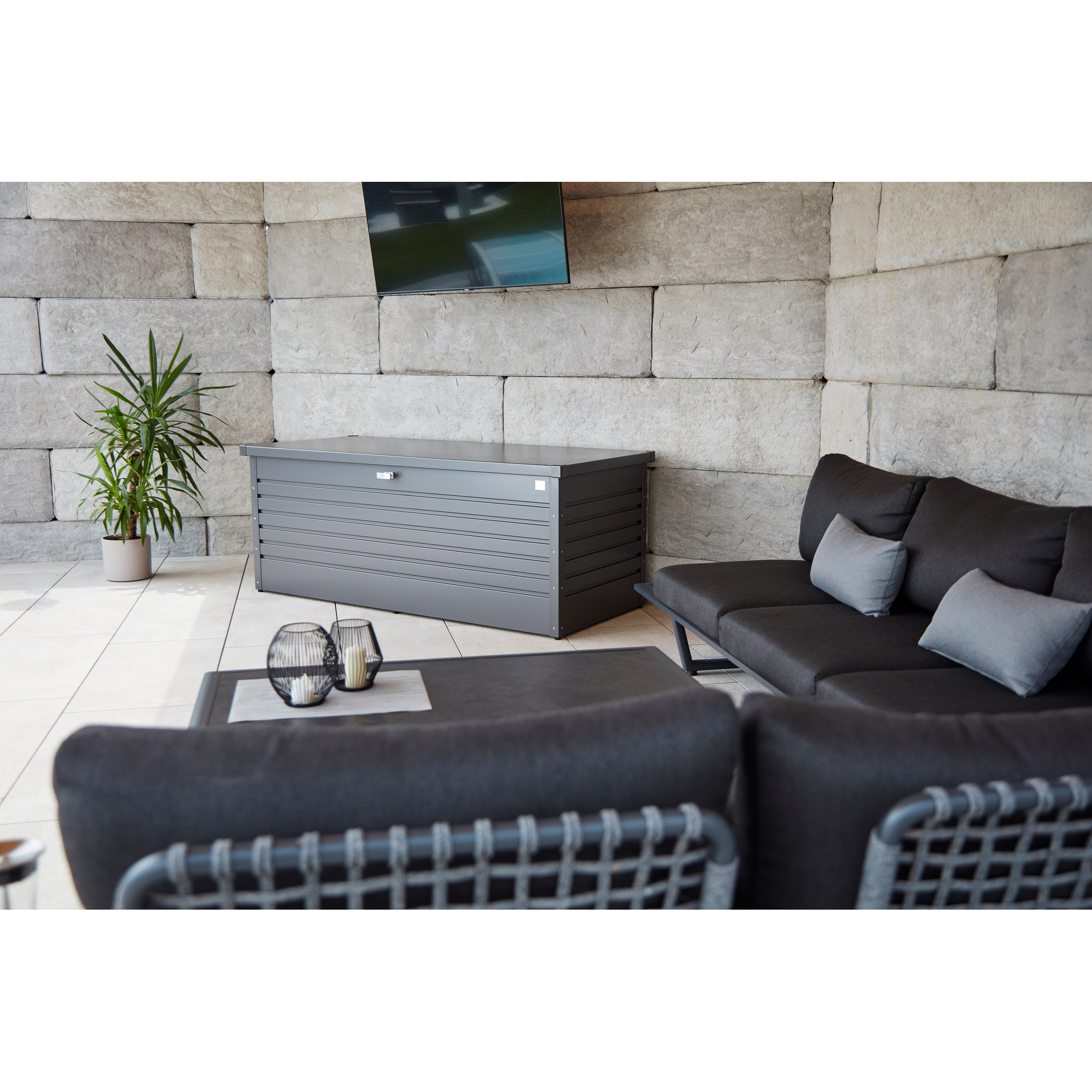 Aufbewahrungsbox 'FreizeitBox 180' dunkelgrau metallic 181 x 79 x 71 cm