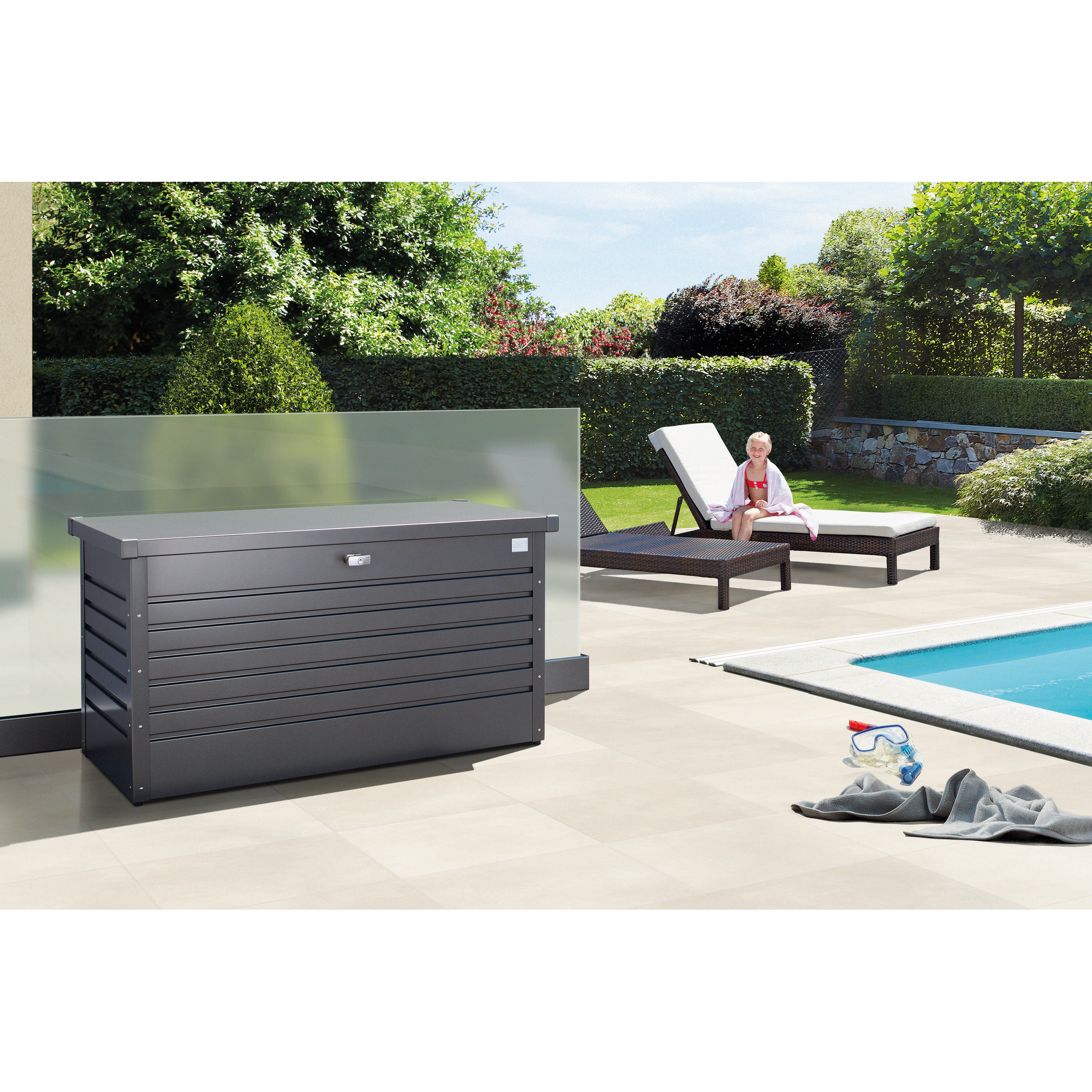 Aufbewahrungsbox 'FreizeitBox 130' dunkelgrau metallic 134 x 62 x 71 cm