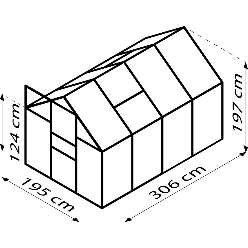 Gewächshaus 'Calypso 5800' 195 x 306 cm mit 6 mm Hohlkammerplatten smaragdfarben