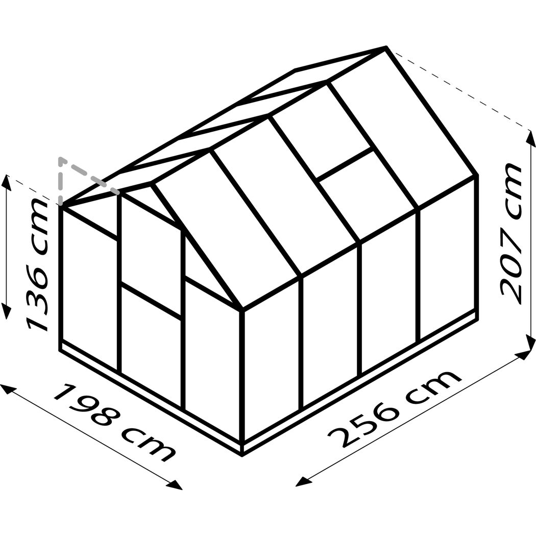 Gewächshaus 'Triton 5000' 198 x 254 cm mit 4 mm Hohlkammerplatten silbern