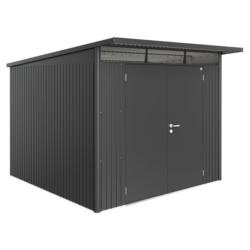 Dunkelgraues Gerätehaus AvantGarde XL mit Doppeltür