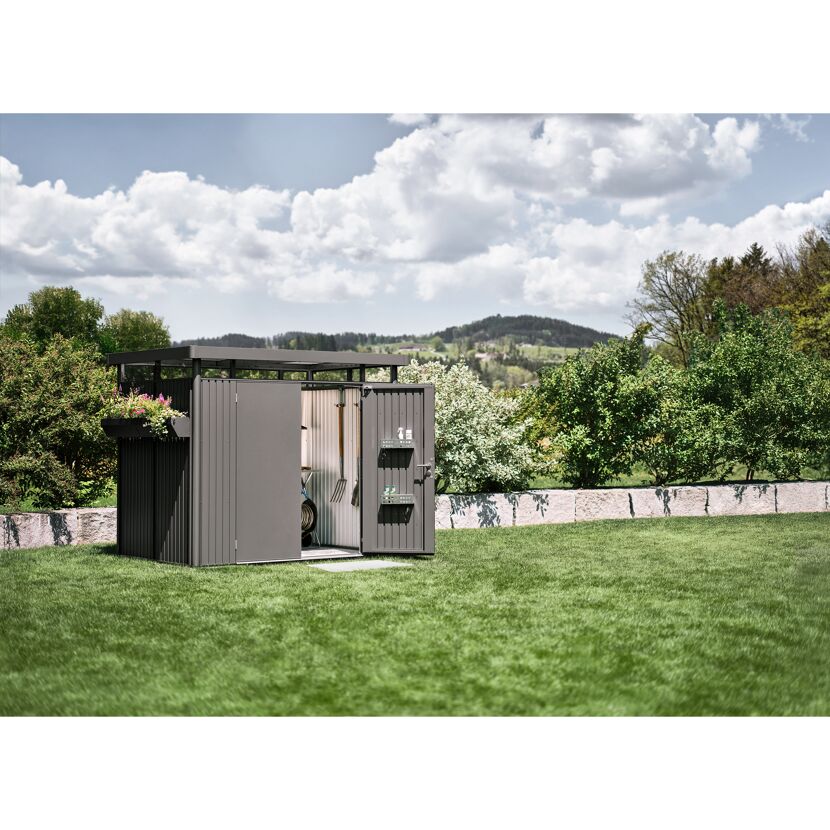 Gerätehaus 'HighLine H2' dunkelgrau Doppeltür 275 x 195 x 222 cm
