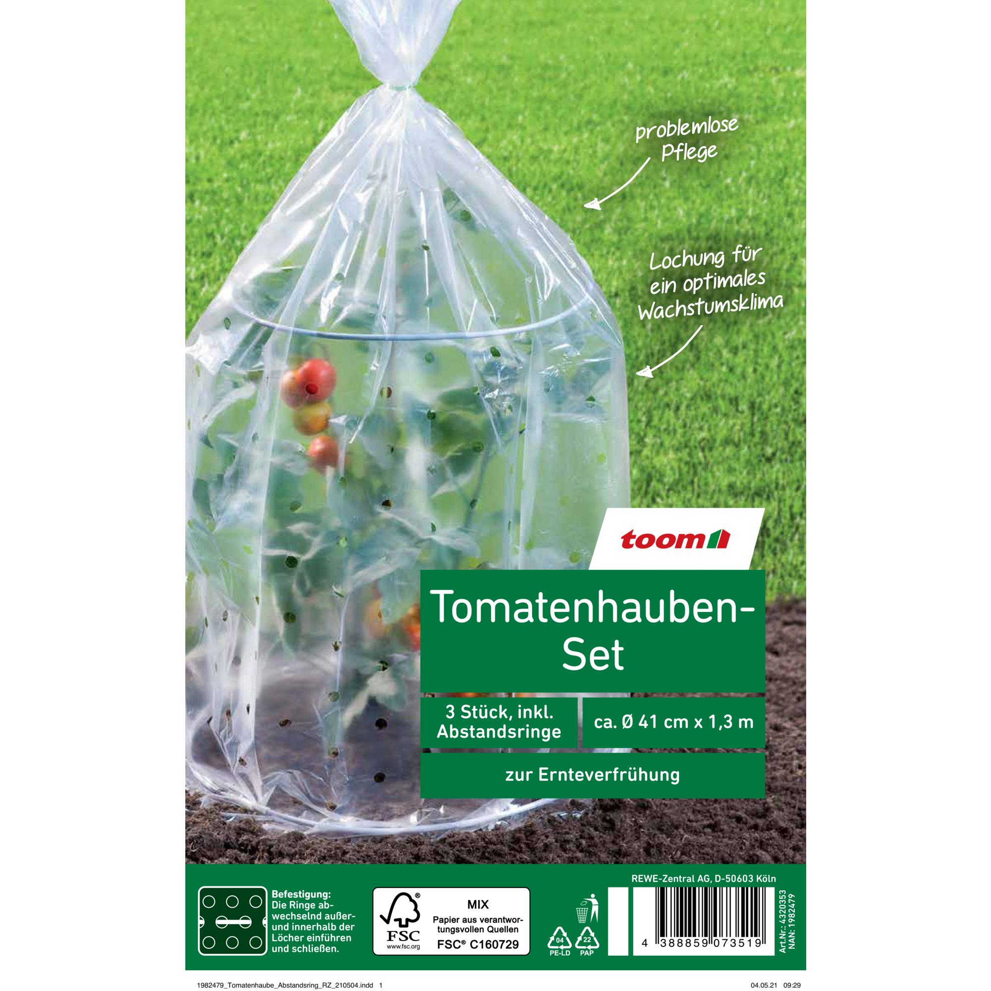 Tomatenhauben-Set transparent Ø 0,41 x 1,3 m, 3 Stück + product picture