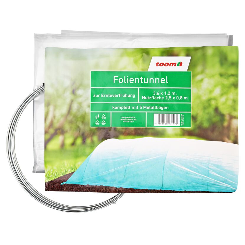 Folientunnel 3,6 x 1,2 m mit 5 Metallbögen
