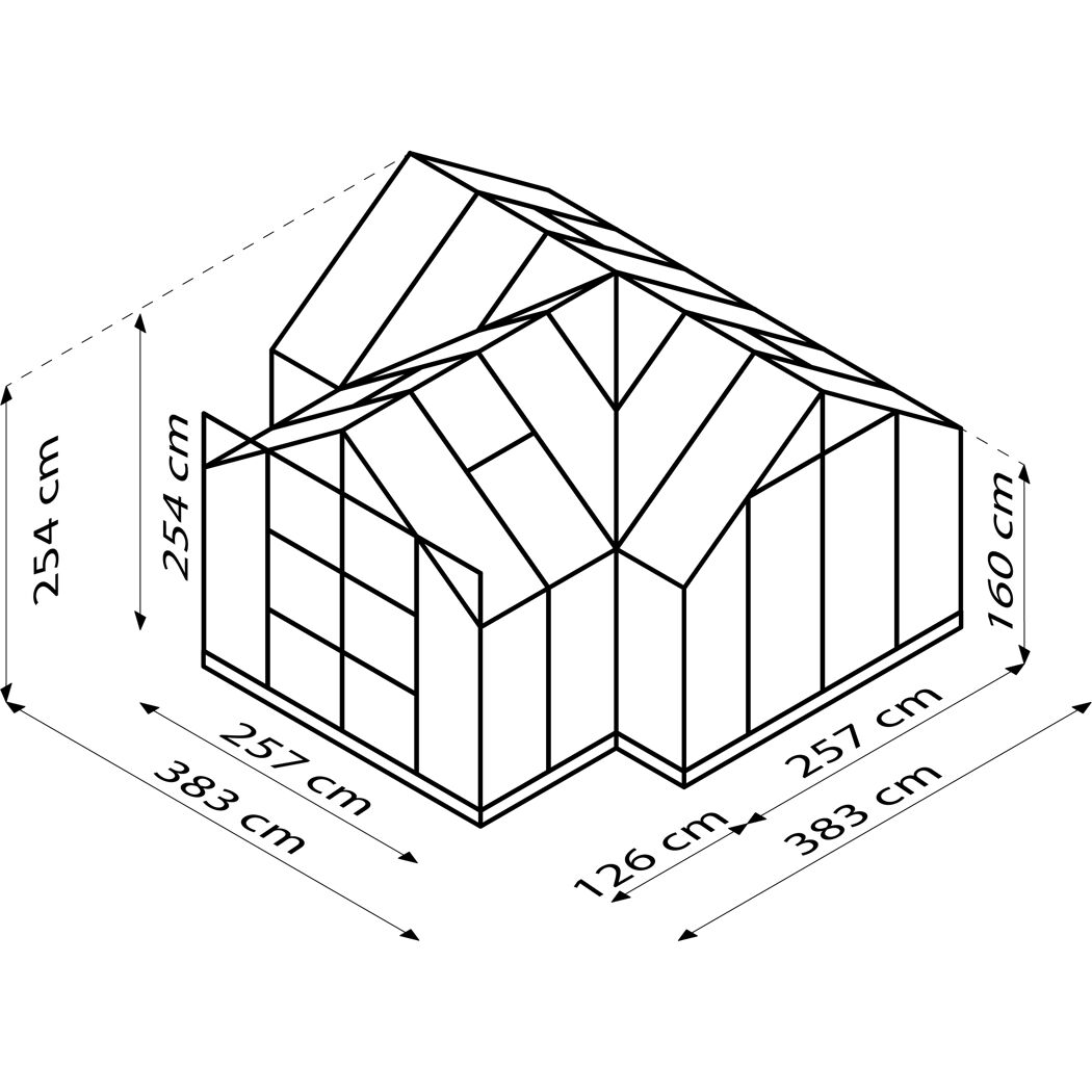 Gewächshaus Sirius mit Maßen