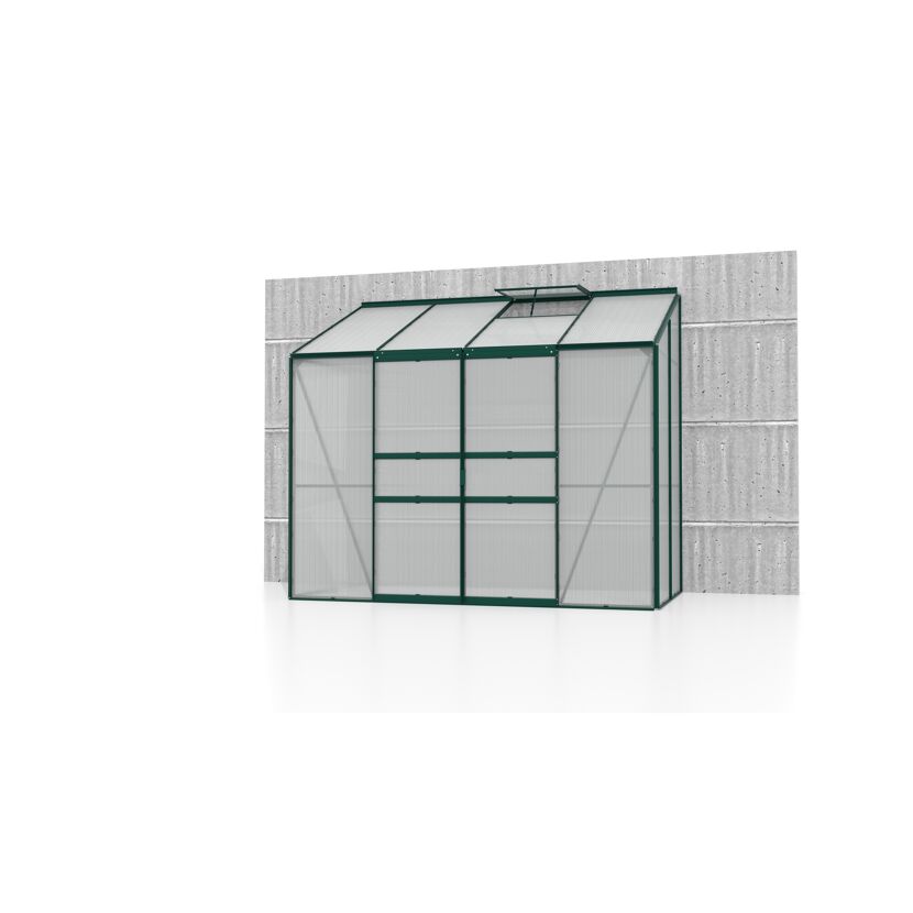Gewächshaus Ida an Betonwand