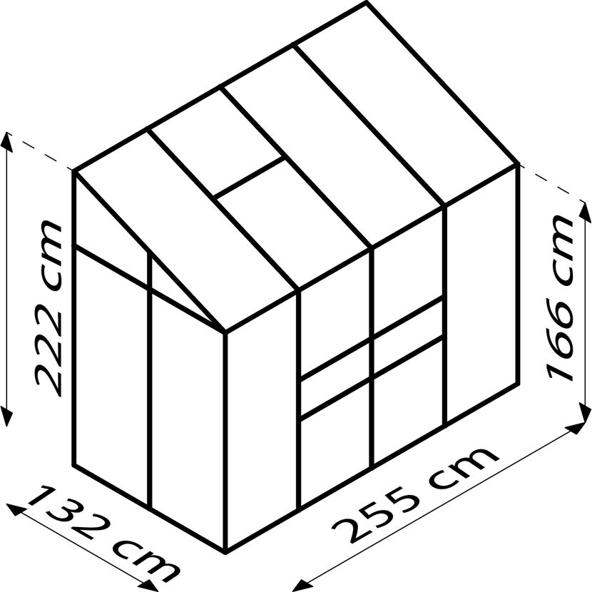 Gewächshaus Ida mit den Maßen 255 x 132 x 222 cm