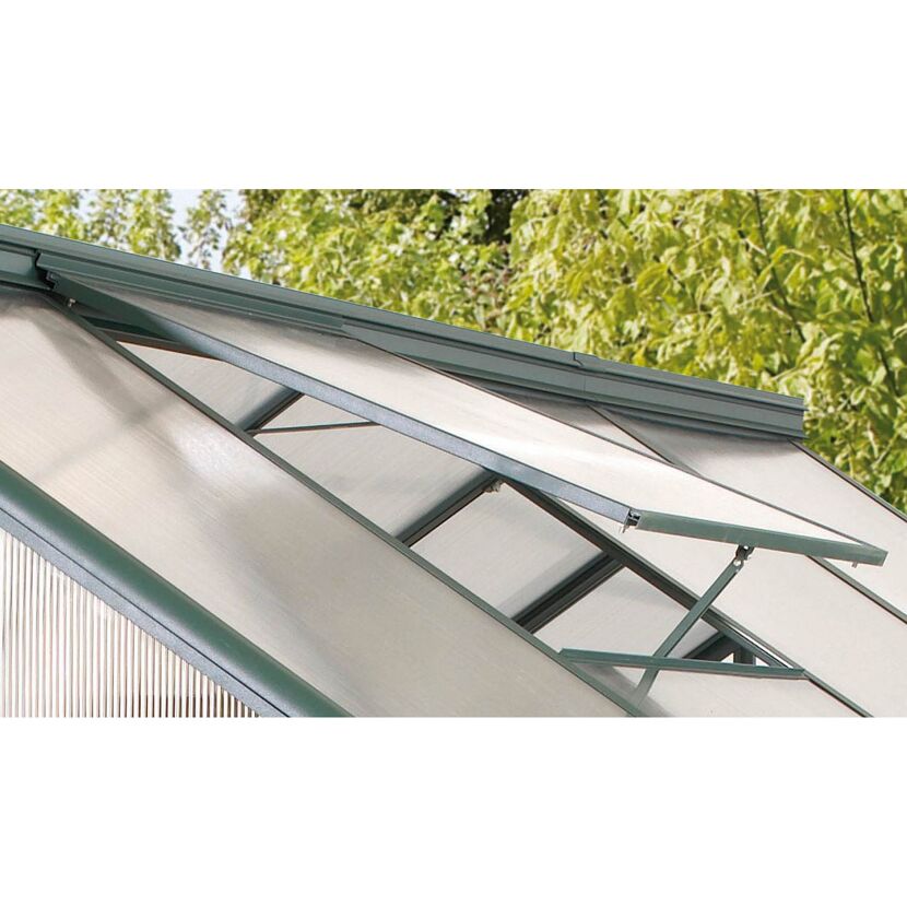 Geöffnetes Alu-Dachfenster für Triton Gewächshaus