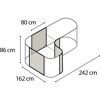 Maße der Erweiterung Curve für das Vitavia Gewächshaus Basic Alu blank