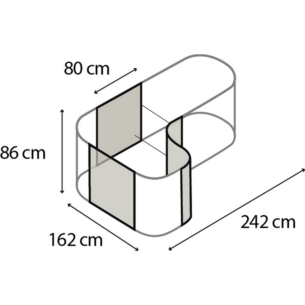 Maße der Erweiterung Curve für das Vitavia Gewächshaus Basic dunkelgrau