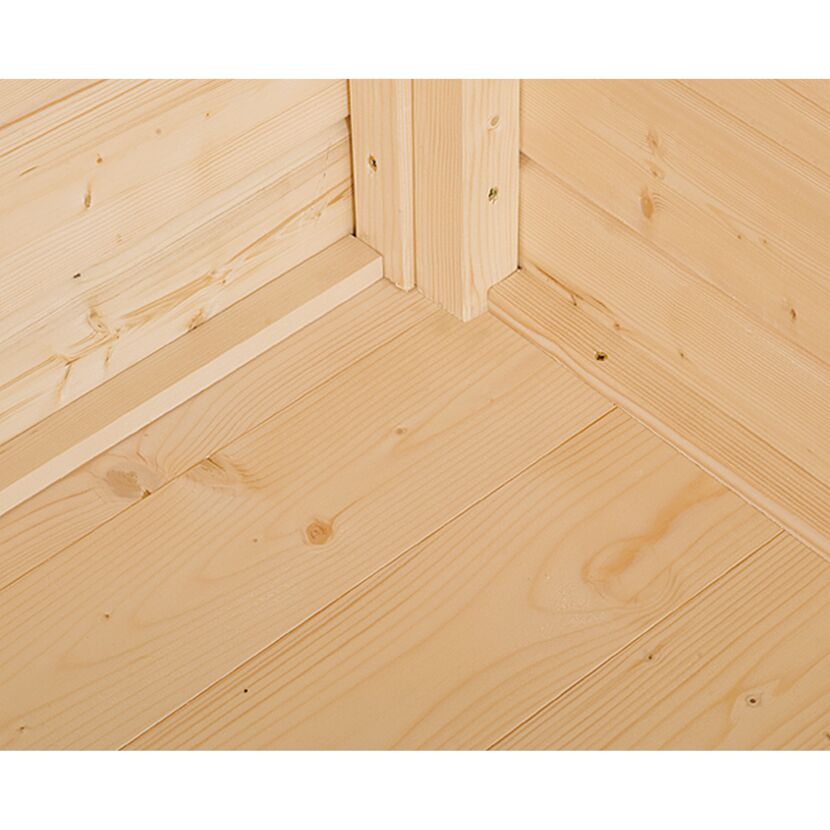 Holzfußbodenecke mit Verschraubung