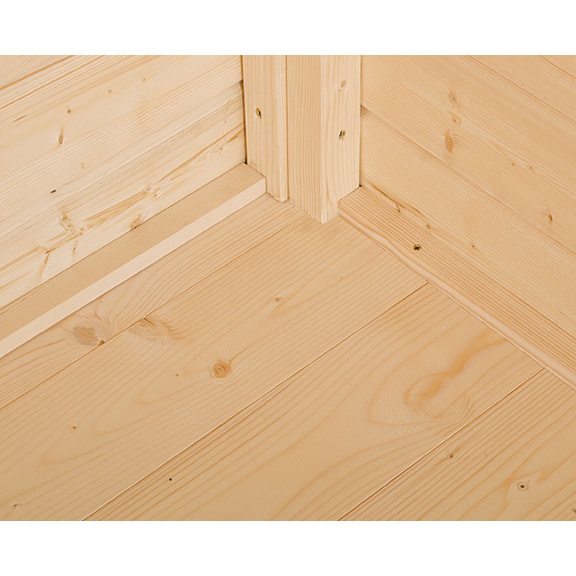 Holzfußbodenecke mit Verschraubung