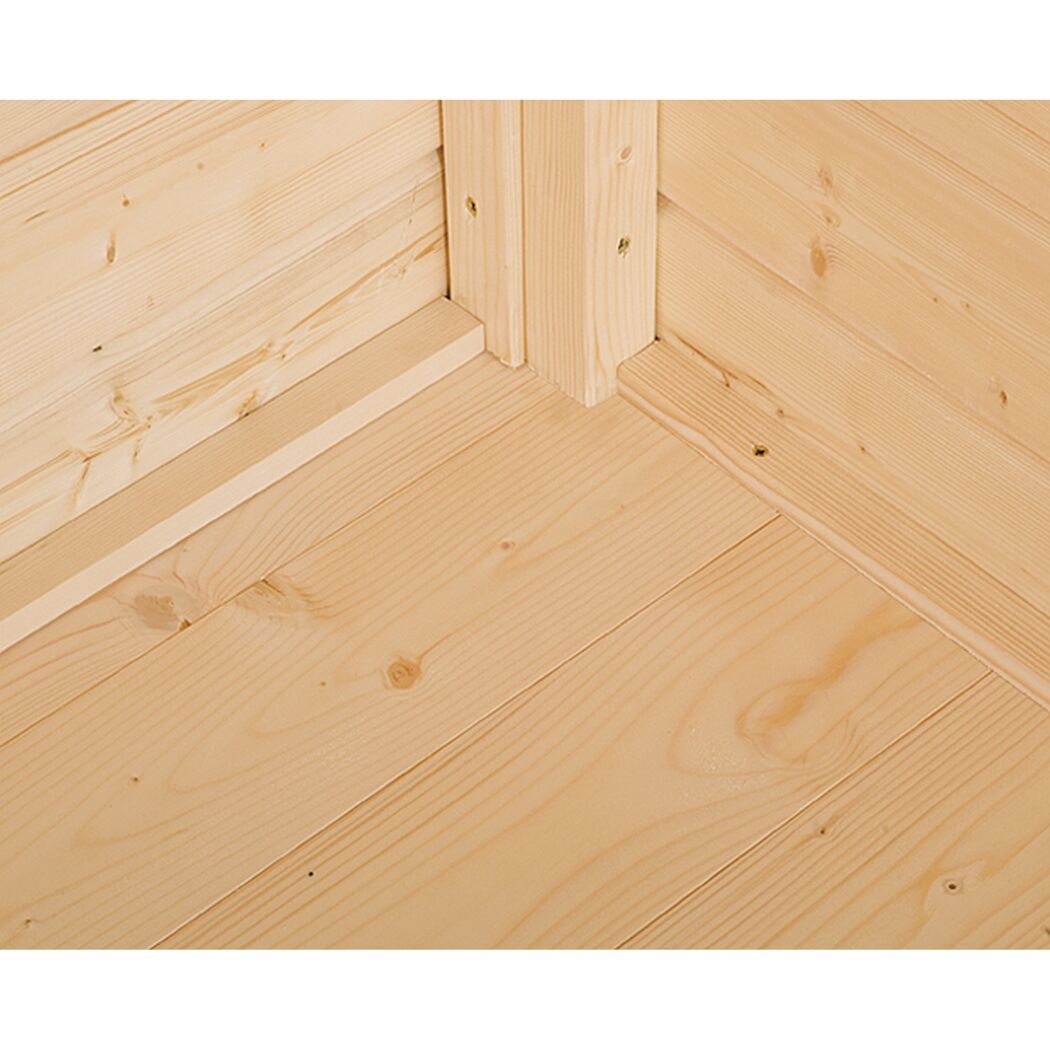 Ecke eines Holzfußbodens