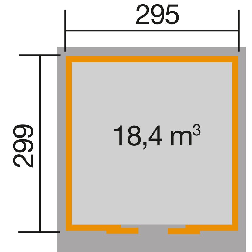 Gartenhaus Massivholz anthrazit 295 x 299 cm