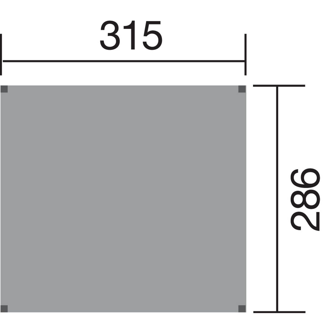 Maße der Doppelschaukel: 315 x 286 cm