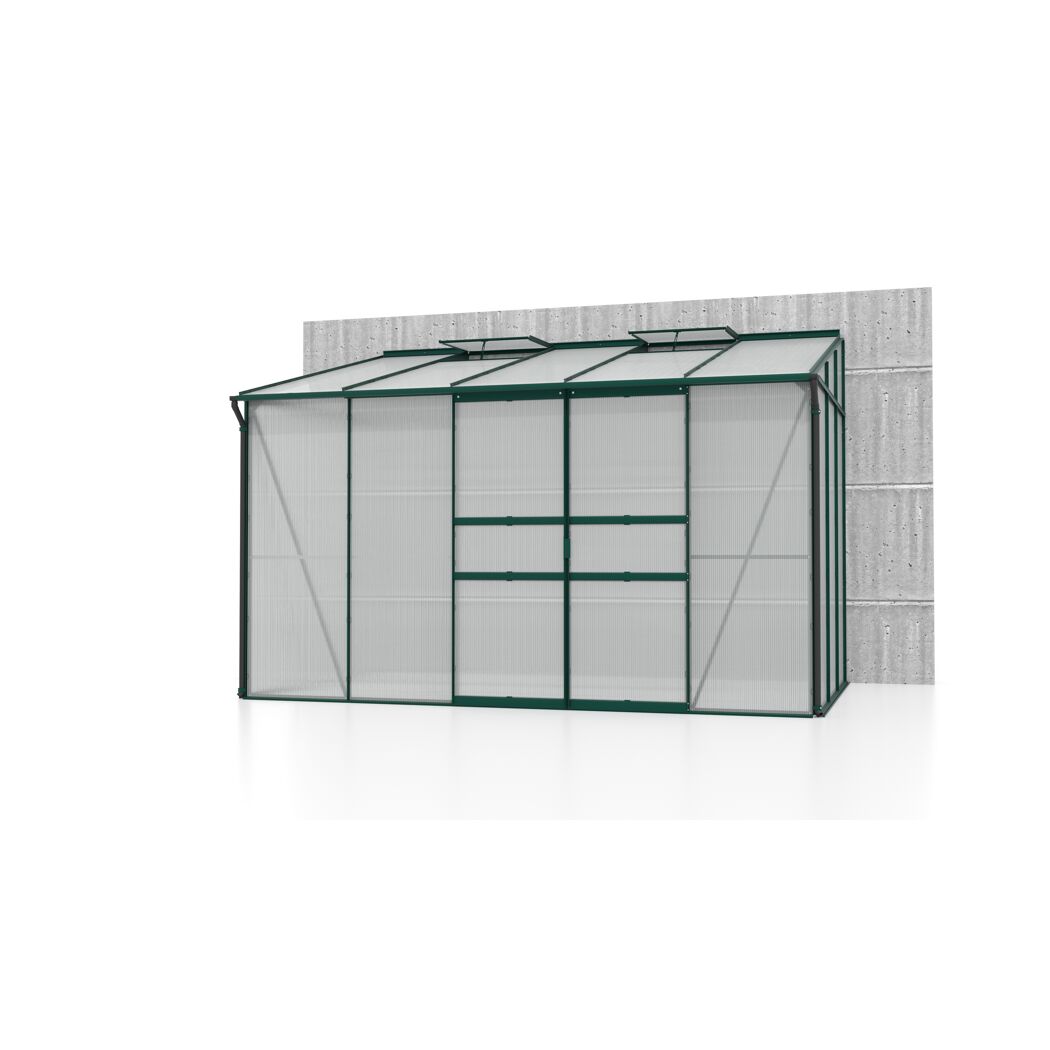 Anlehngewächshaus 'Ida 6500' 316,6 x 190,1 cm mit 6 mm Hohlkammerplatten smaragdfarben
