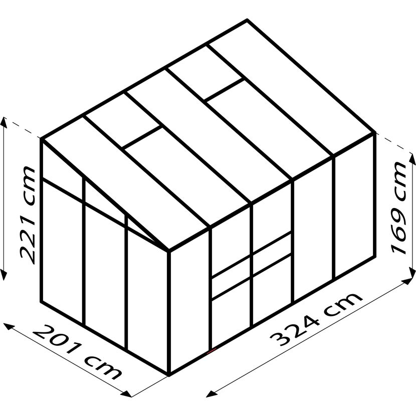 Anlehngewächshaus 'Ida 6500' 316,6 x 190,1 cm mit 6 mm Hohlkammerplatten smaragdfarben