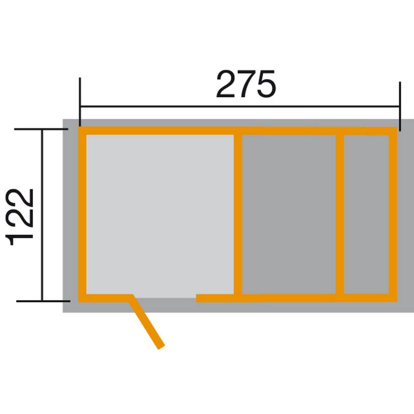 Abmessungen des Tabaluga Spielplatzes: 275 x 122 cm