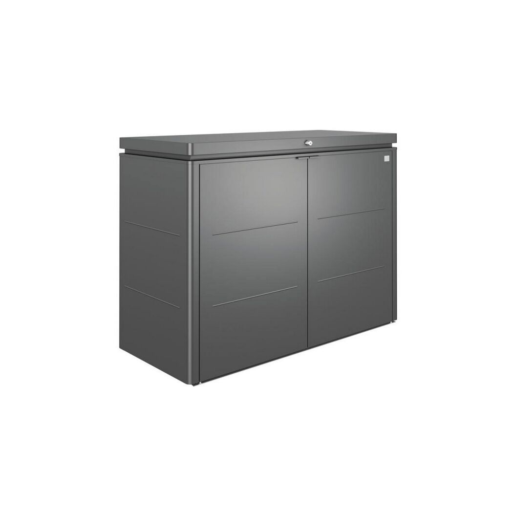 Graues Garten-Highboard mit Doppeltür