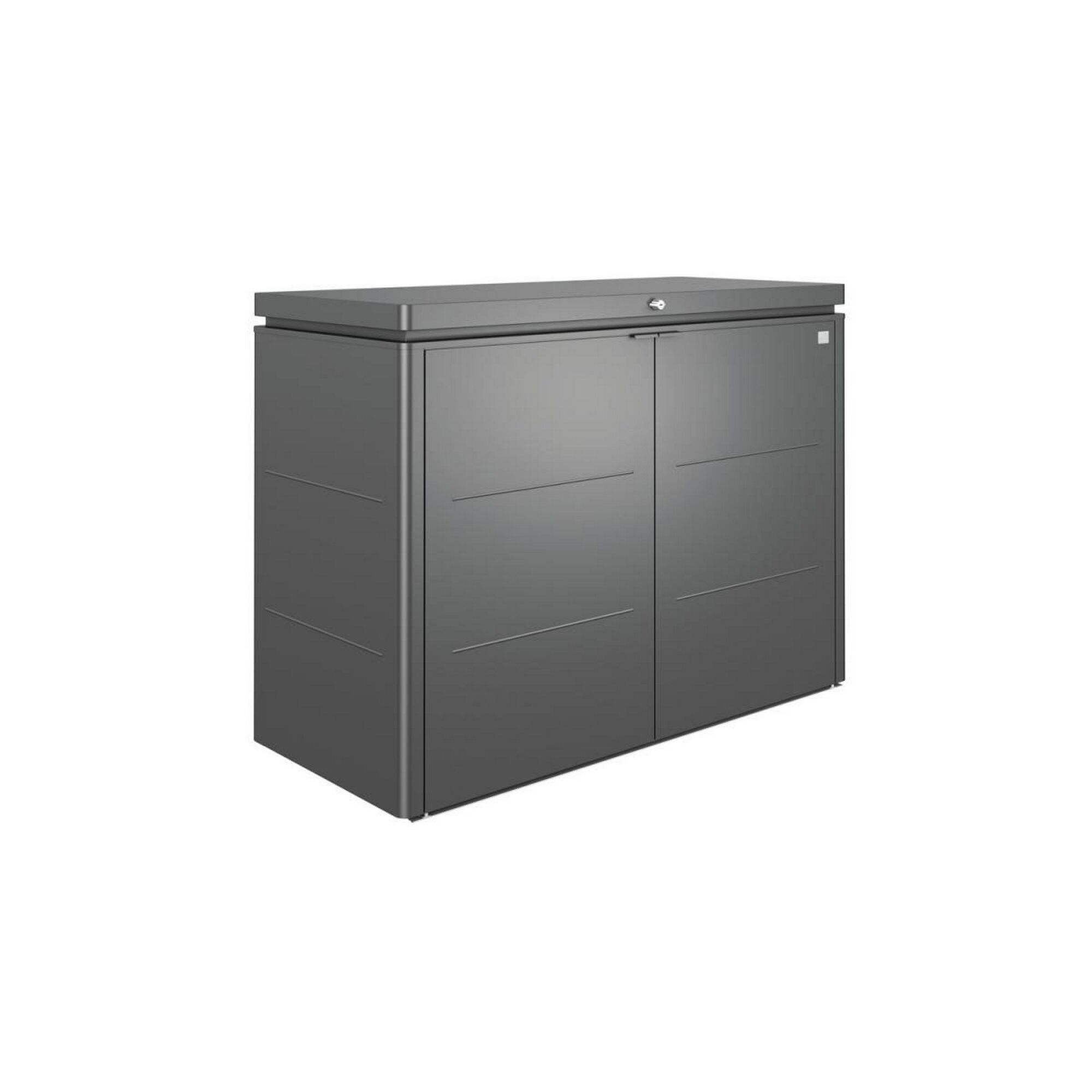 Graues Garten-Highboard mit Doppeltür