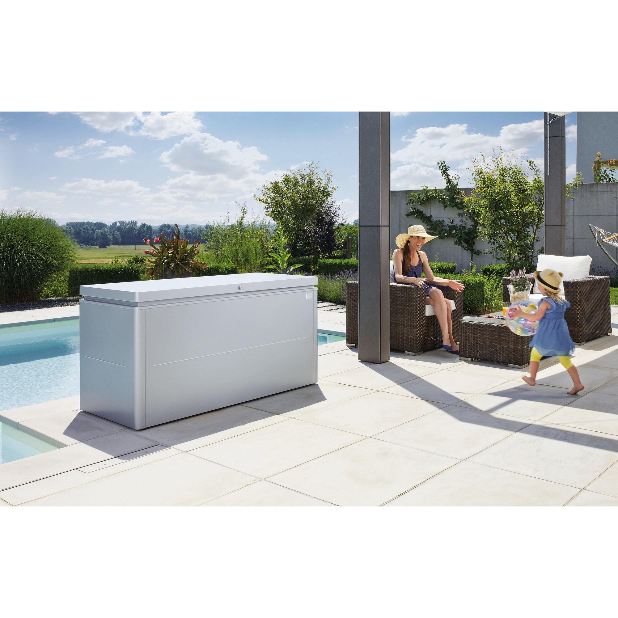 Aufbewahrungsbox 'LoungeBox 160' silber metallic 160 x 70 x 83,5 cm