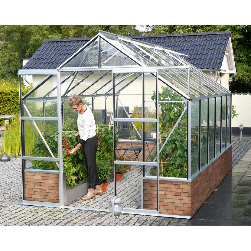 Gewächshaus 'Cassandra 9900' 256 x 388 cm mit 3 mm Sicherheitsglas silbern